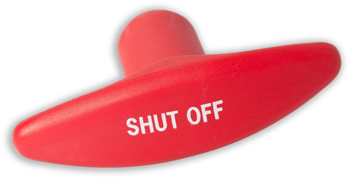2 3/8 Inch Red T-Handle (SHUTOFF) 1/4-20 Thread