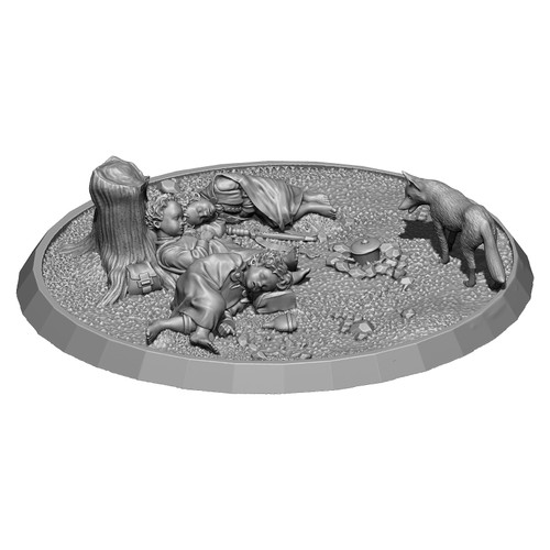 MZ734 The Lord of the Rings "The fox watches sleeping Hobbits" UV Resin Vignette by Mithril Miniatures.
