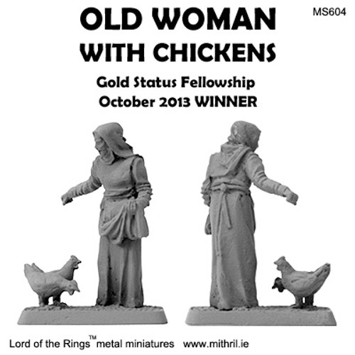 MS604 Old Woman with chickens