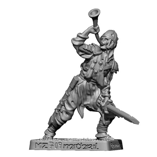 MZ709 Deadman hornist resin miniature by Mithril Miniatures.