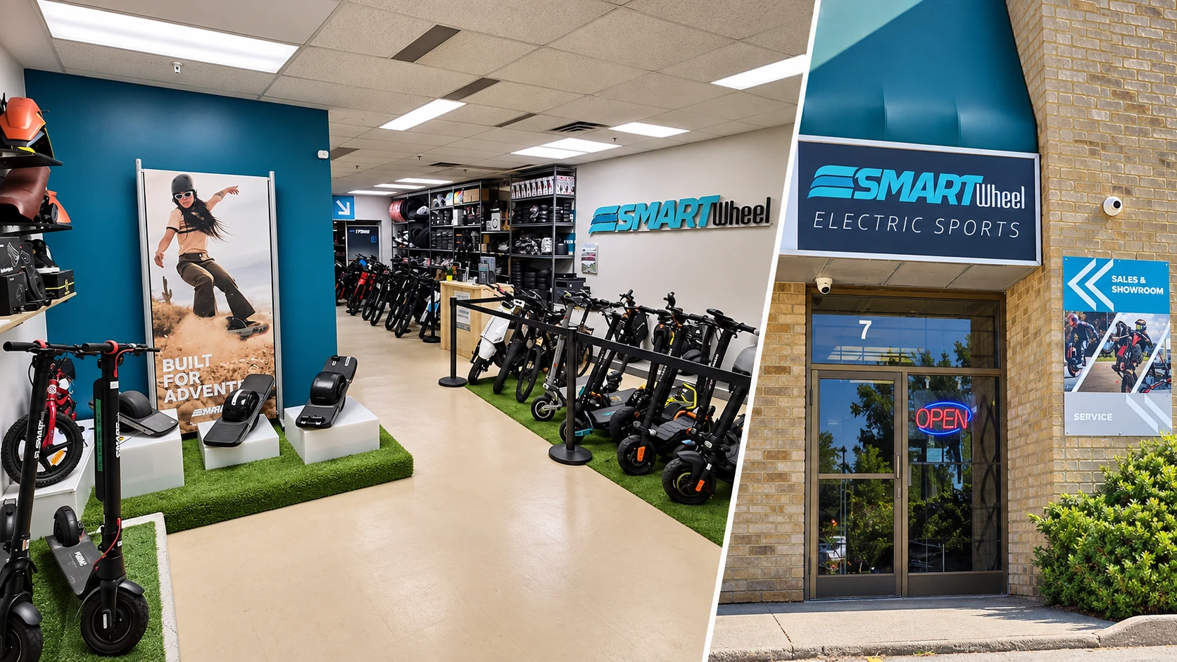 Smartwheel Burlington showroom interior and storefront
