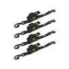 1" x 10' Retractable Ratchet Straps - Pack of 4 Black