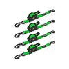 1" x 10' Retractable Ratchet Straps - Pack of 4 Green