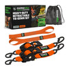 2" x 10' Retractable Ratchet Straps - Orange - Pack of 2