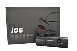 Wolfbox i05 4k + 1080p Dash Cam Kit - packaging + camera