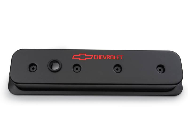 Aluminum Black Crinkle SBC Valve Covers Center Bolt Design