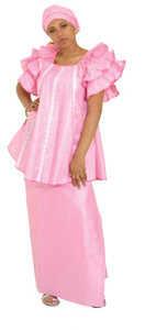 Pink Brocade Pleated Skirt Set