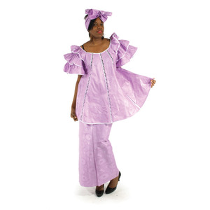 Lilac Brocade Pleated Skirt Set