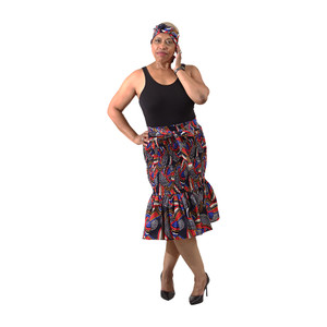 African Print Smocked Skirt