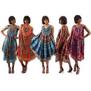 Set Of 5 Peacock Print Umbrella Dress