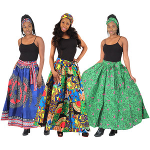 Set Of 3 African Print Long Skirts - ASSORTED