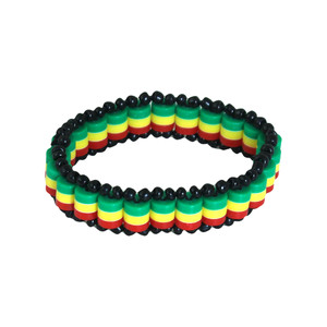 Set Of 12 Ghanaian Rasta Beaded Bracelets