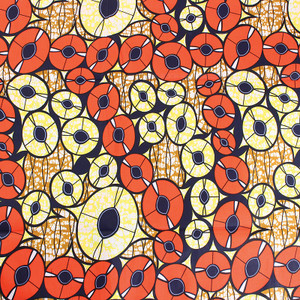 Orange/Yellow African Print Fabric - 1