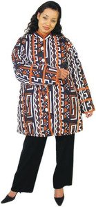 DISCONTINUE Kente/Mud Coat-Short-Orange