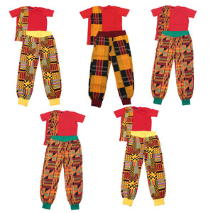 Set Of 5 ASSORTED Kente Pant Sets: Red