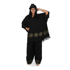 Super-Sized Ankh Design Pant Set: Black