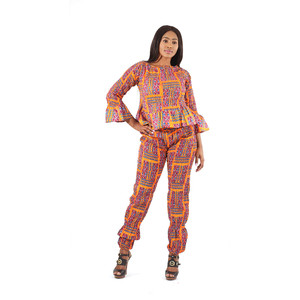 Orange African Print Pant Set