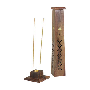 Wooden Incense Burner - Square Tower