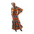 Orange Mud Print Bell Sleeve Mermaid Dress