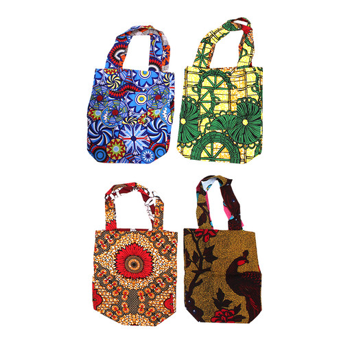 Set Of 4 Reversible African Print Tote