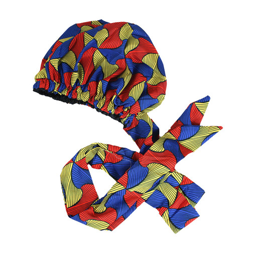 African Print Bonnet Hair-Tie Cap