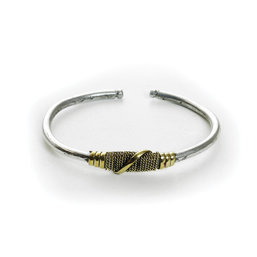 Silver & Gold Twist Metal Bracelet