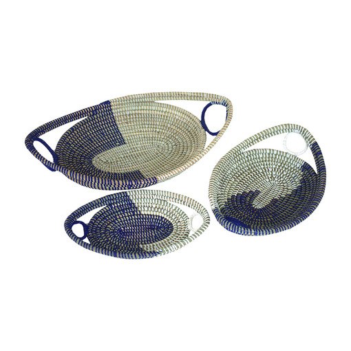 Set Of 3 Oval Senegal Basket Trays