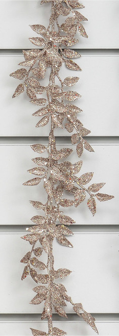 6ft Glitter Leaf Garland Rose Gold