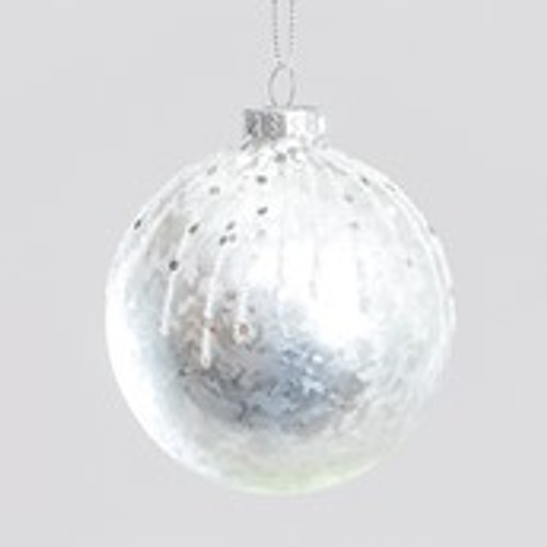 8cm Glass Glitter/Sequin Ball