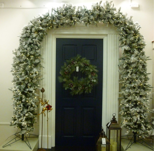 8ft Pre Lit Flocked Arch 1200L