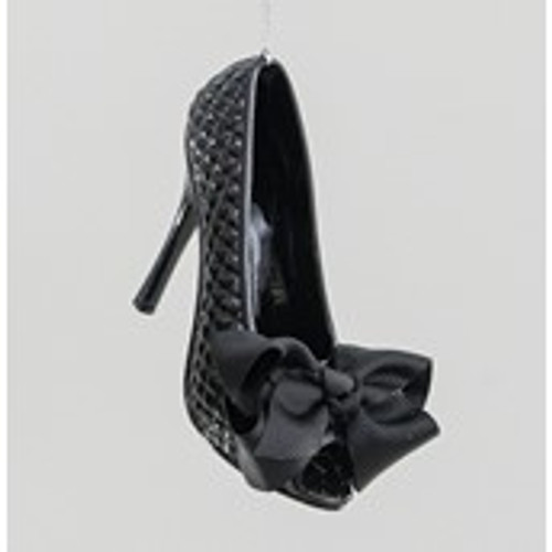 10cm Shoe/Bow Decoration Black