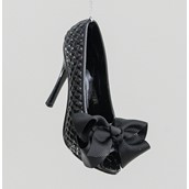10cm Shoe/Bow Decoration Black