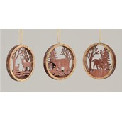 12cm Wood Disk Decoration 3Ass