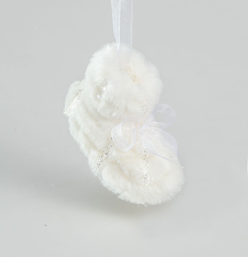 10cm Fabric Boot Hanging Dec Cream