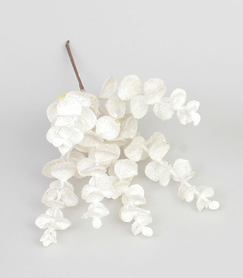 Glitter Eucalyptus Pick White