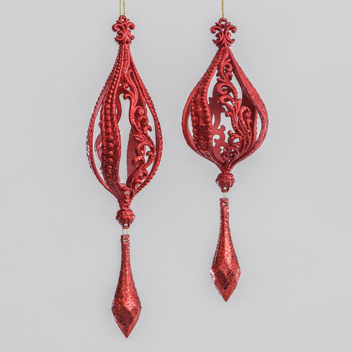18cm Glitter Drop Dec 2Ass Red