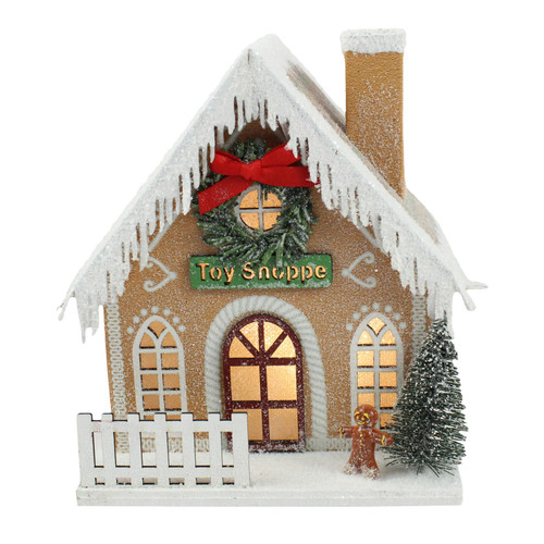 Light up gingerbread house with wreath (2xAAA Batteries not included) 13x11x15.5