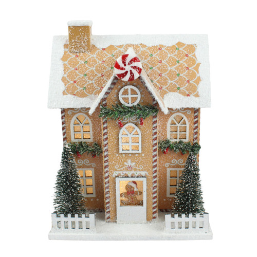 Light up gingerbread house with two trees (2xAAA Batteries not included) 15.5x12