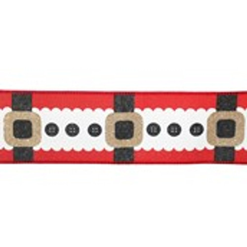 2.5" X 10Y Double Wired Santa Belt Ribbon Garland
