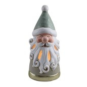 Light up LED Santa with curly beard Green (3XAAA Batteries not included) 19x15x4