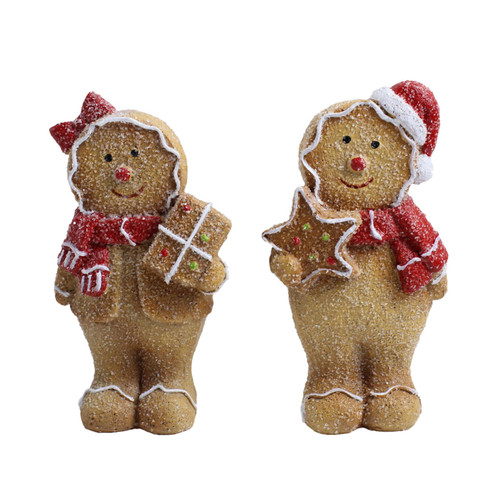 Mr and Mrs Gingerbread with red scarfs 8.5x4.8x15.5cm