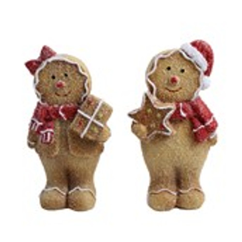 Mr and Mrs Gingerbread with red scarfs 8.5x4.8x15.5cm