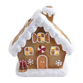 Snowy Gingerbread House with Present Stack (3xAAA Batteries not included) 23X10.