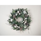 Wreath with Acorns and Silver Baubles 24"