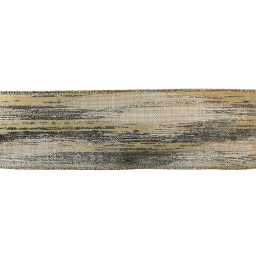 2.5" X 10Y Double Wired Gold Foil Cloth Ribbon Garland