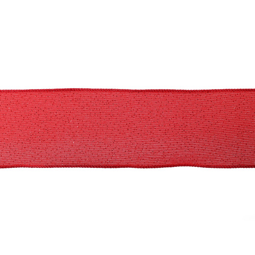 2.5" X 10Y Double Wired Glitter Touched Red Cloth Ribbon Garland