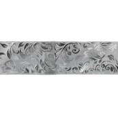 2.5" X 10Y Double Wired Silver Leaves Satin Ribbon Garland