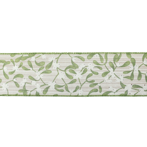 2.5" X 10Y Double Wired Mistletoe Ribbon Garland
