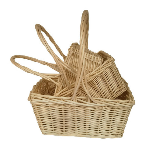 Set of 3 bleached wood rectangle baskets 