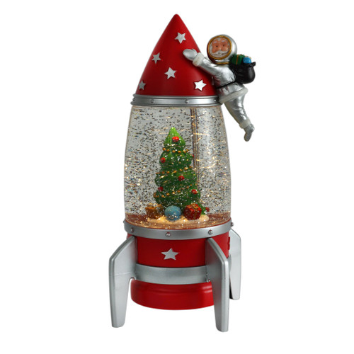 Rocket with snowstorm Red 15x15x28cm